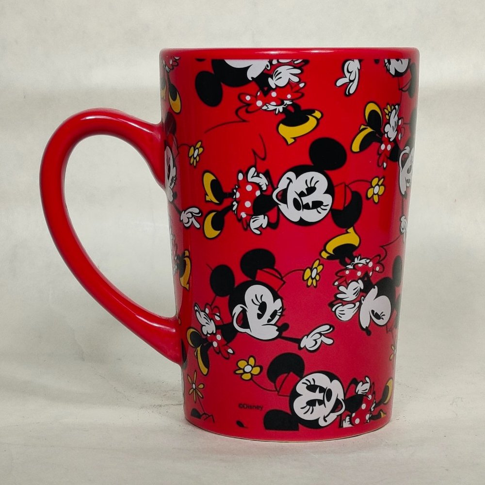 Disney Classic Minnie Mouse Mug Pie Eyed Red Polka Dot Ceramic 16 fl oz